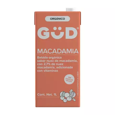 LECHE DE MACADAMIA ORGÁNICA SIN AZÚCAR 1LT - GÜD