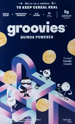 FROSTED VANILLA FLAVORED CEREAL MADE WITH CORN AND QUINOA - GROOVIES
