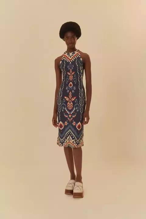 Vestido midi estampado java