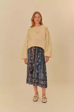Saia veludo estampada dália lenço