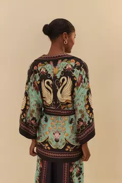 Kimono Estampado Noite Dos Cisnes - comprar online
