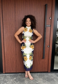 Vestido midi estampado banana real