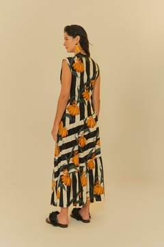 vestido marias estampado listra de banana na internet