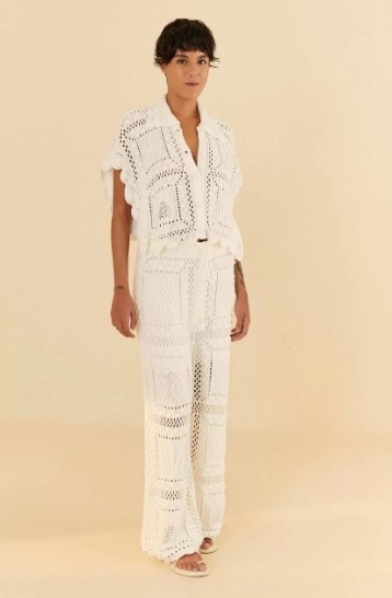 Calça Cropped Tricot Off White FARM