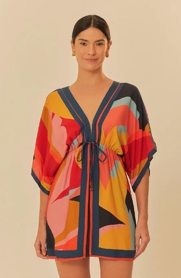 Vestido Curto Lenço Costela de Cor FARM