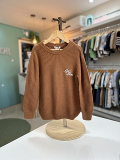 BLUSÃO S/ COSTURA TRICÔ MARROM - comprar online