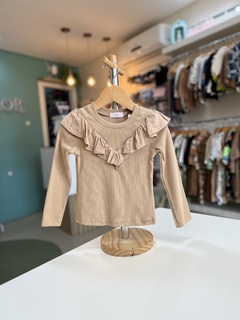BLUSA CANELADA BABADO NUDE - comprar online