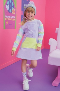 VESTIDO MOLETOM LILAS - TAM: 8 ANOS