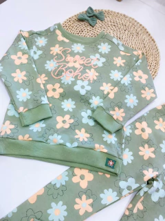CONJUNTO MOLECOTTON VERDE FLORES - comprar online