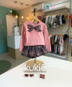 CONJUNTO BLUSÃO LAÇO SHORT XADREZ