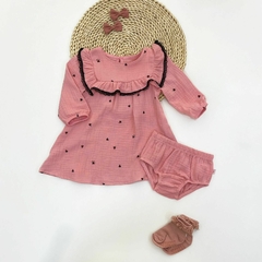 VESTIDO ALG TEX + TAPA FRALDA ROSÊ