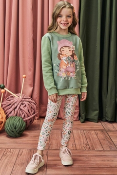 CONJUNTO VERDE MENINA FLORES na internet
