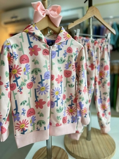 CONJUNTO JAQUETA FLORES ROSA BEBÊ - comprar online