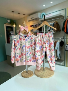 CONJUNTO JAQUETA FLORES ROSA BEBÊ