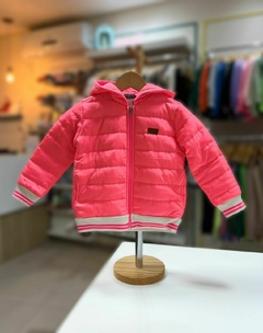 JAQUETA NYLON FORRADA MALHA ROSA NEON