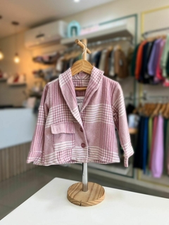CASACO ALFAIATARIA XADREZ ROSA