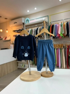 CONJUNTO S/FELPA URSO AZUL