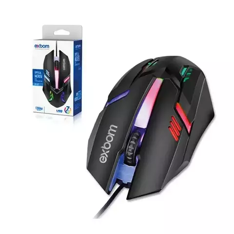 mouse optico Usb c/Fio 1200dpi 3 Botões Rgb MS-62