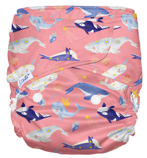 Fralda Ecológica Recém-Nascido - Baleias Rosa