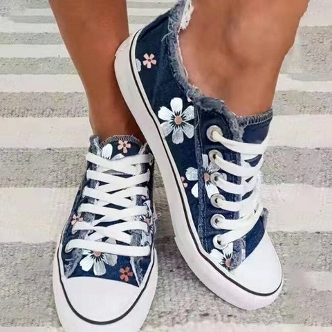 Tênis com estampa floral retrô 1Par