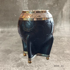 MATE TORPEDO BASE COMPLETA VIROLA CINCELADA CUERO TALLADO FULL ALPACA (MOD 23)