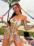 Vestido Arrastão de Manga Três Peças Colorida