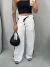 Calça Feminina Casual Retas Com Listras de Cintura Alta na internet