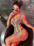 Vestido Arrastão de Alça Colorida na internet
