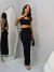 Conjunto Cropped Com Decote com Saia Longa e Fenda em Tecido Canelado Premium - comprar online