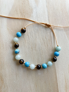 Pulsera Ojo de tigre + Turquesa + Amazonita