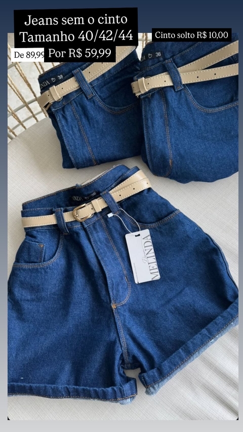 Short jeans escuto sem cinto tamanho 40 e 42 - comprar online