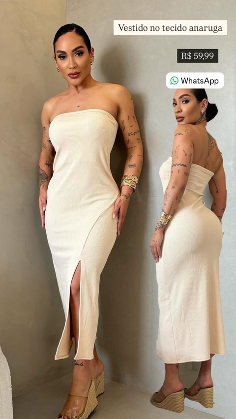 Vestido midi tomara que caia