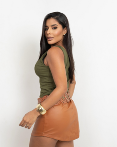 Cropped decote v (ribana) liso militar na internet