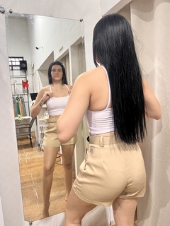 short alfaiataria cinto bege tamanho M - Erikamodass