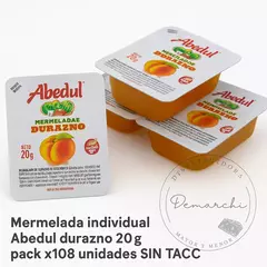 Mermelada individual Abedul sabor durazno 20 g – Pack x108 unidades – SIN TACC