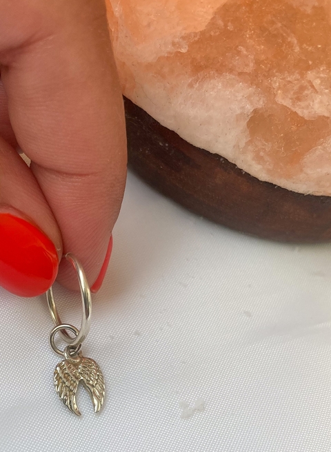 Solitario argolla chica doble alas