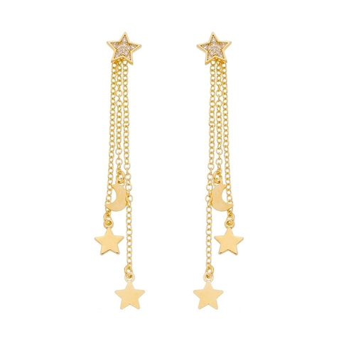 NAMORADA CLÁSSICA- BRINCOS DE CORRENTE COM ESTRELA