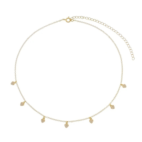 NAMORADA ROMÂNTICA- CHOKER DE CORAÇÕES CRAVEJADO