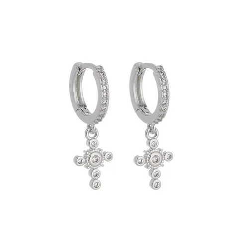 ARGOLINHA COM CRUZ CRISTAL CRAVEJADO NO RÓDIO- RELIGIOSOS