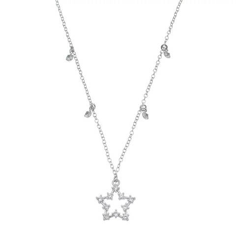 CHOKER DE ESTRELAS E PONTOS DE LUZ EM ZIRCÔNIA BANHADO NO RÓDIO SELENA