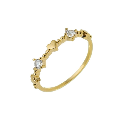 ANEL DE CORAÇÃO COM PONTOS DE LUZ BANHADO NO OURO ANDRESSA