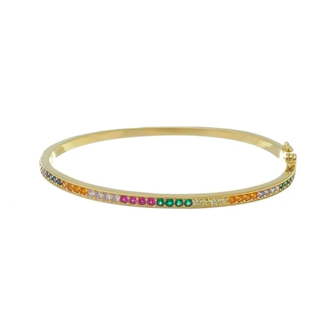 BRACELETE CRAVEJADA COLORS BANHADA NO OURO CATARINA