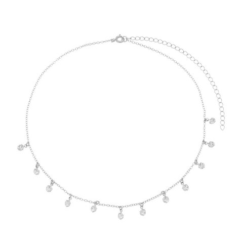 CHOKER DE PONTO DE LUZ EM ZIRCÕNIAS CRISTAIS BANHADO NO RÓDIO JAQUELINE