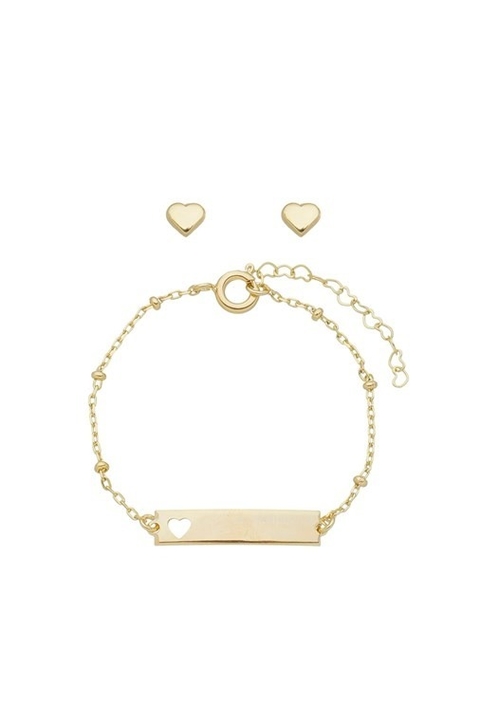 CONJUNTO INFANTIL COM PLAQUINHA DE CORAÇÃO