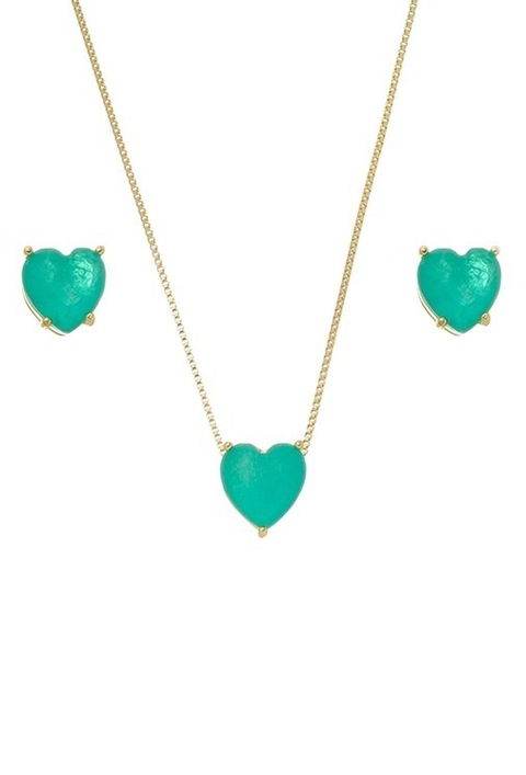 CONJUNTO DE CORAÇÃO TURMALINA FUSION