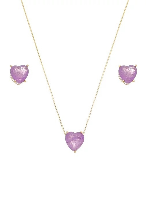 CONJUNTO DE CORAÇÃO AMETISTA FUSION