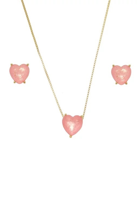 CONJUNTO DE CORAÇÃO KUNZITA FUSION