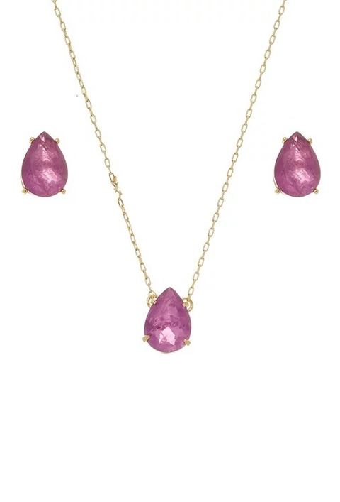 CONJUNTO DE GOTA COM PEDRA FUSION AMETISTA
