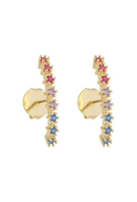 BRINCO EAR HOOK COM ZIRCÔNIAS COLORIDAS