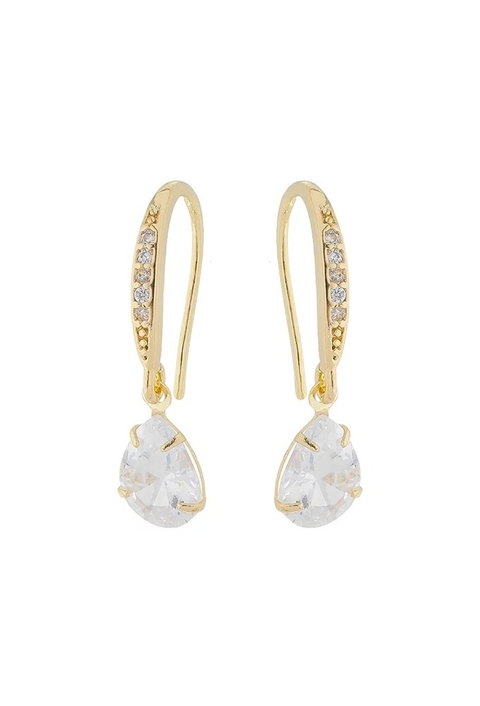 BRINCO GANCHO COM GOTA CRISTAL